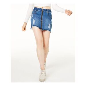 WAISTED Womens Navy Frayed Mini Pencil Skirt Size: S